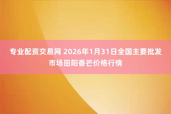 专业配资交易网 2026年1月31日全国主要批发市场田阳香芒价格行情